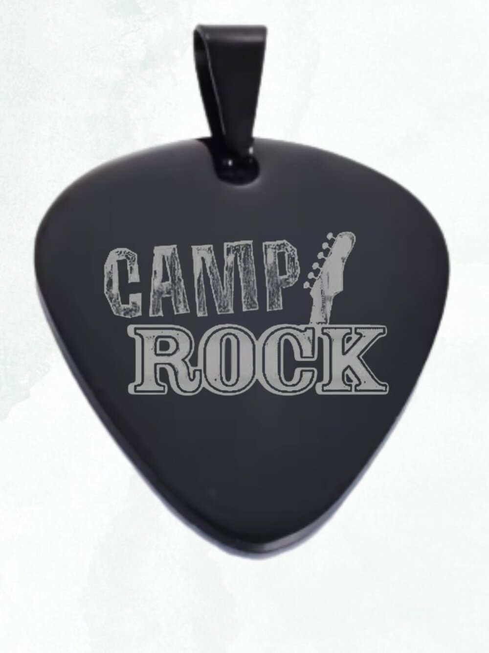 Black Camp Rock Guitar Pick Necklace Pendant